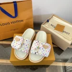 2025 Murakami x LV White Tri-Color Thick Sole Bread Slippers - Image 2