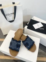 Celine 2025 Denim Canvas Triumph Slippers - Image 2