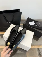 YSL Saint Laurent Smooth Leather Pointed Ballet Flats - Image 2