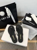 Chanel 2026 Lambskin Double C Rhinestone Thong Sandals - Image 2