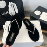 Chanel Pearl Toe Thong Sandals - Image 2