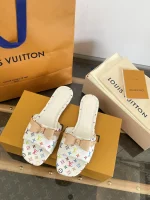 LV x Murakami 2025 White Multicolor Butterfly Bow Flat Sandals - Image 2