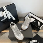 Chanel 2024B Silver Cracked Sports German Trainer Shoes - Image 2