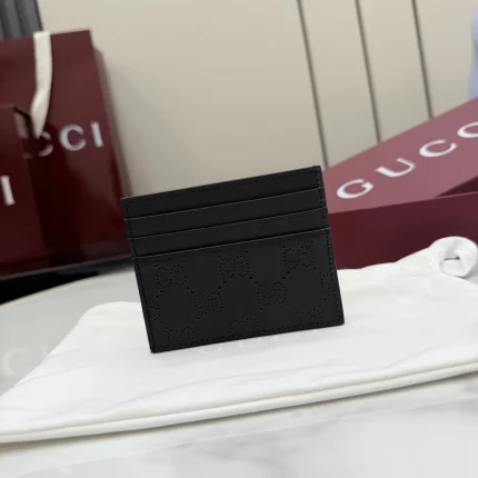 UbestLuxury Gucci Gucci Card Case with Perforated GG Leather product photo detail 1 SKU GU25112