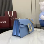 UbestLuxury Gucci 浅蓝色皮革双虎头锁扣翻盖包 28cm product photo detail 2 SKU GU25634