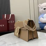 UbestLuxury Gucci 土黄色皮革双虎头锁扣翻盖包 28cm product photo detail 2 SKU GU25636