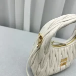 MiuMiu Wander Hobo Bag - Small Lambskin White - Image 3