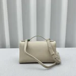 Loro Pia Pocket Calfskin Leather Handbag - Small/Light Grey - Image 3