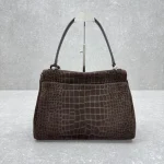 Balenciaga Rodeo Handbag Medium Brown Croc Embossed - Image 3