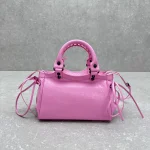 BALENCIAGA Le City Bowling Bag Pink Waxed Leather - Image 3