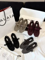 Alaia 2026 Crystal Rhinestone Fishnet Ballet Flats / Mary Jane Shoes - Image 3