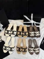 Chanel 2026SS Double C Logo Flat Sandals / Kitten Heel Sandals - Image 3