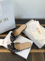 Dior Bow Butterfly Embroidery Slide Sandals - Image 3