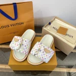 2025 Murakami x LV White Tri-Color Thick Sole Bread Slippers - Image 3