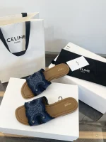 Celine 2025 Denim Canvas Triumph Slippers - Image 3