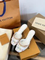 LV x Murakami 2025 White Multicolor Kitten Heel Sandals - Image 3