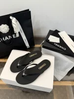 Chanel 2026 Lambskin Double C Rhinestone Thong Sandals - Image 3