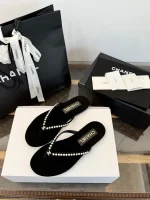 Chanel Pearl Toe Thong Sandals - Image 3