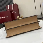 UbestLuxury Gucci 土黄色皮革双虎头锁扣翻盖包 28cm product photo detail 3 SKU GU25636