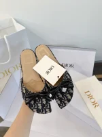 Dior Bow Butterfly Embroidery Slide Sandals - Image 4
