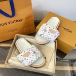2025 Murakami x LV White Tri-Color Thick Sole Bread Slippers - Image 4