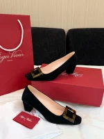 Roger Vivier Belle Vivier Tortoiseshell Buckle Square Toe 4.5cm Heels - Image 4