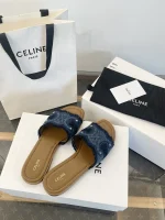 Celine 2025 Denim Canvas Triumph Slippers - Image 4