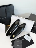 YSL Saint Laurent Smooth Leather Pointed Ballet Flats - Image 4