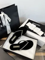 Chanel Pearl Toe Thong Sandals - Image 4