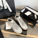 Chanel 2024B Silver Cracked Sports German Trainer Shoes - Image 4