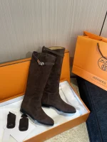 HERMES Style 2025 Jum Ping Soft Long Boots Suede - Image 4
