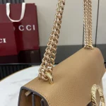 UbestLuxury Gucci 土黄色皮革双虎头锁扣翻盖包 28cm product photo detail 4 SKU GU25636