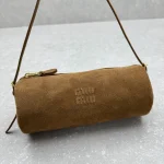 MiuM* Mini Round Barrel Bag - Frosted/Brown - Image 5
