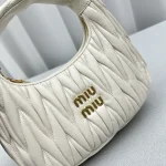 MiuMiu Wander Hobo Bag - Small Lambskin White - Image 5