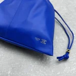 CELINE CRYSTAL Drawstring Cloud Bag in Blue Lambskin Leather - Image 5