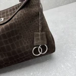 Balenciaga Rodeo Handbag Medium Brown Croc Embossed - Image 5