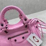 BALENCIAGA Le City Bowling Bag Pink Waxed Leather - Image 5