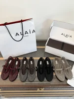 Alaia 2026 Crystal Rhinestone Fishnet Ballet Flats / Mary Jane Shoes - Image 5