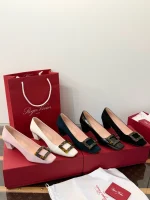 Roger Vivier Belle Vivier Tortoiseshell Buckle Square Toe 4.5cm Heels - Image 5