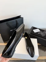 YSL Saint Laurent Smooth Leather Pointed Ballet Flats - Image 5