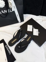 Chanel 2026 Lambskin Double C Rhinestone Thong Sandals - Image 5