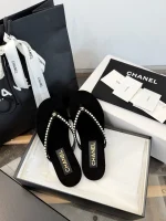 Chanel Pearl Toe Thong Sandals - Image 5