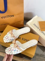 LV x Murakami 2025 White Multicolor Butterfly Bow Flat Sandals - Image 5