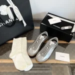 Chanel 2024B Silver Cracked Sports German Trainer Shoes - Image 5