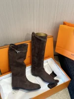 HERMES Style 2025 Jum Ping Soft Long Boots Suede - Image 5
