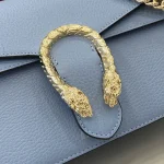 UbestLuxury Gucci 浅蓝色皮革双虎头锁扣翻盖包 28cm product photo detail 5 SKU GU25634