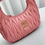 MiuMiu Wander Hobo Bag - Small Lambskin Pink - Image 6