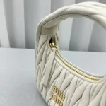 MiuMiu Wander Hobo Bag - Small Lambskin White - Image 6