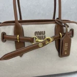 Miu Miu Aventure Handbag Small Canvas Brown - Image 6
