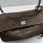 Balenciaga Rodeo Handbag Medium Brown Croc Embossed - Image 6